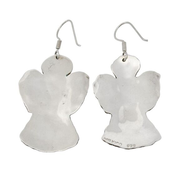 Two-Tone Angel Dangle Earrings | Vintage Mexico Sterling Silver 925 - Picture 3 of 6